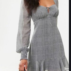 Forever 21 Chiffon Plaid Dress Medium